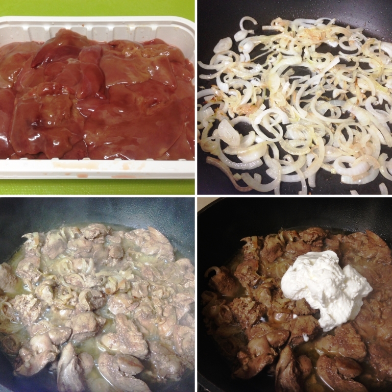 Куриная печень в сметане