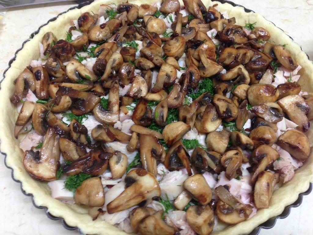 Пирог с курицей и грибами