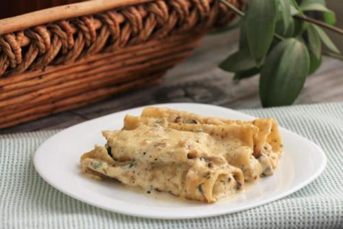 Каннеллони с грибами и творогом