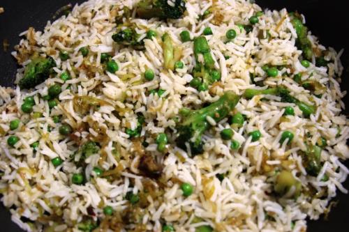 Рис с зелеными овощами