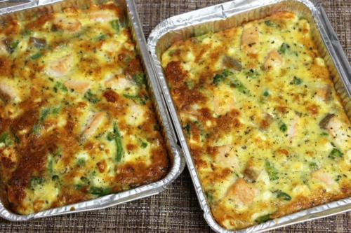 Запеканка с лососем и овощами