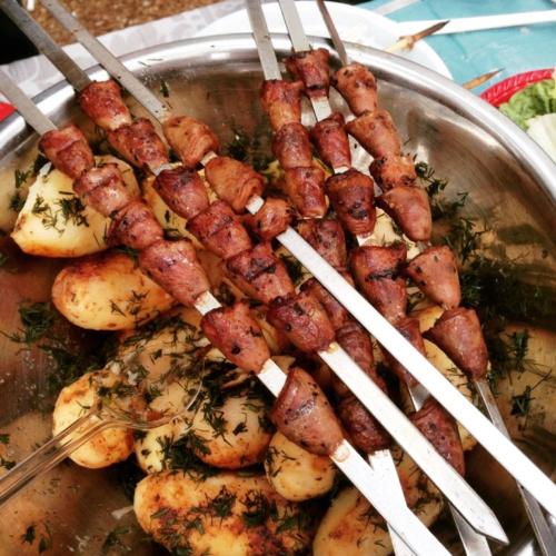 Куриные сердечки на мангале