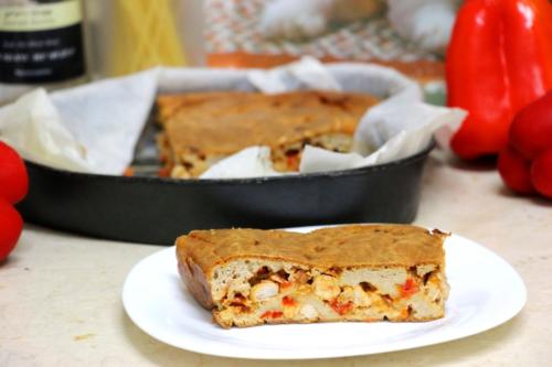 Заливной пирог с мясом и сладким перцем