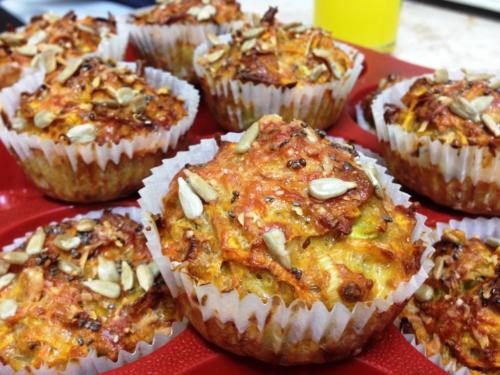 Маффины с бататом, сыром и семечками