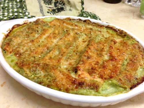 Каннеллони с рикоттой, перцем-гриль и соусом песто