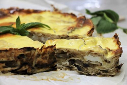 Лазанья из мацы с грибами